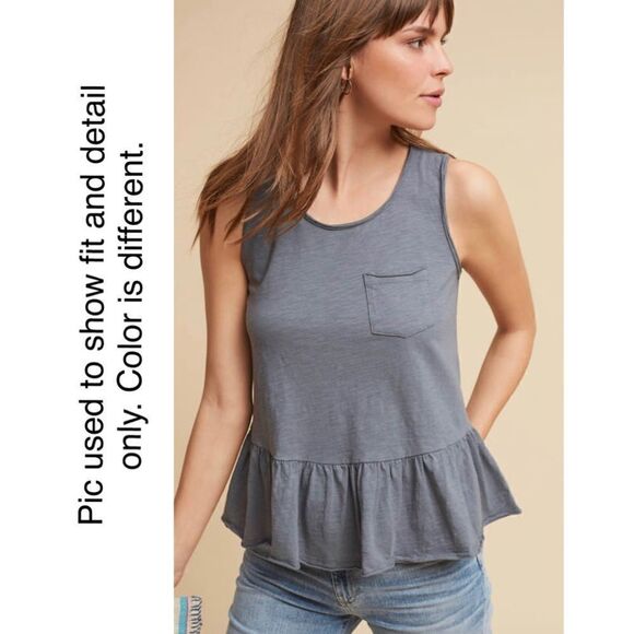 NWOT Anthropologie Eri + Ali Peplum Pocket Tank - Picture 3 of 5